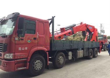 Telescopic 100T Truck Mounted Boom Crane , Lorry Mounted Crane In Red Color